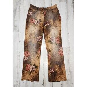 Vintage Newport News Jeans Women 4 Brown Floral Stretch Jeanology Bohemian